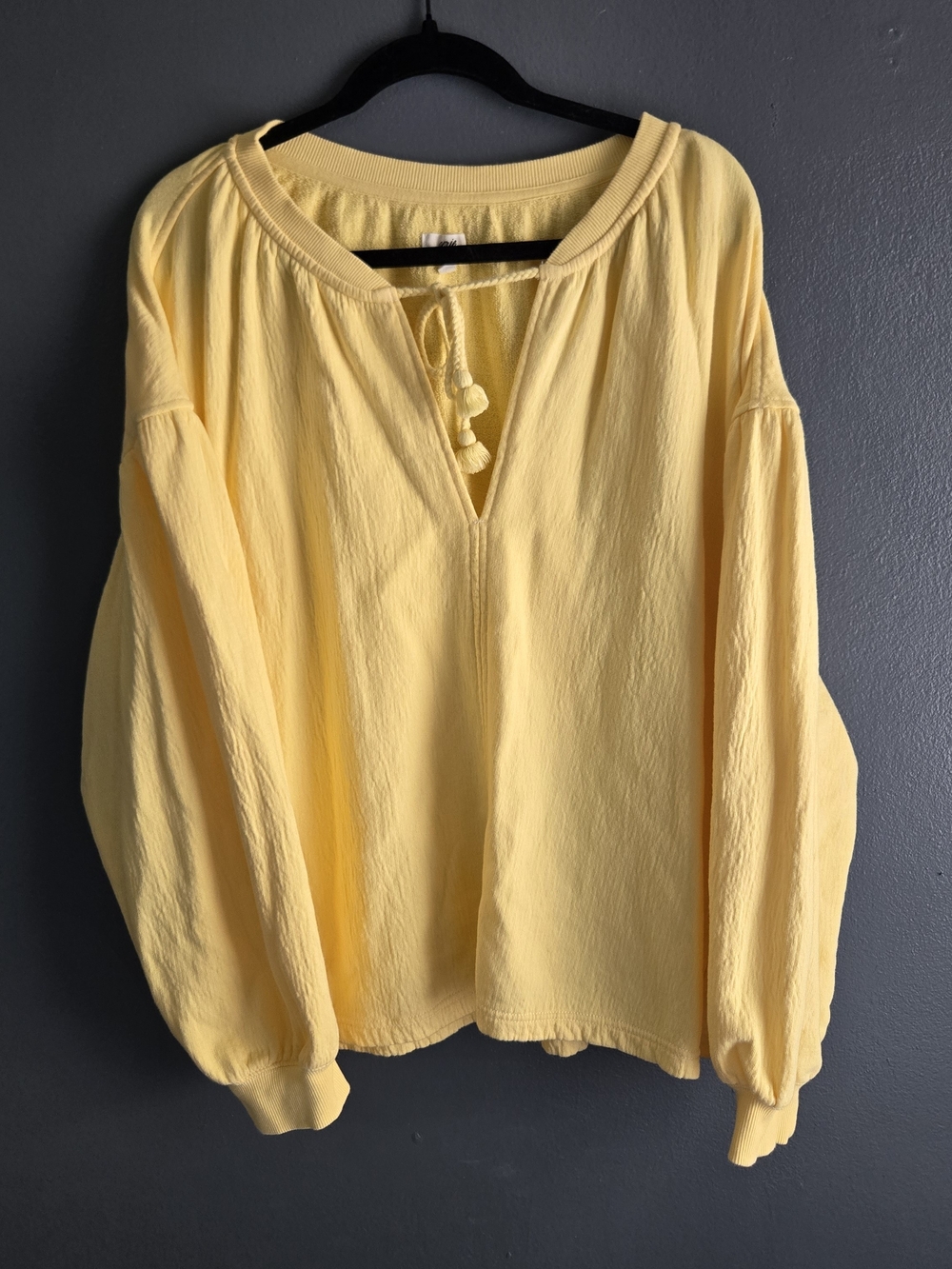 Aerie Easy Street Gauzy Cotton Oversized Sweatshirt Yellow Medium - Picture 5 of 6